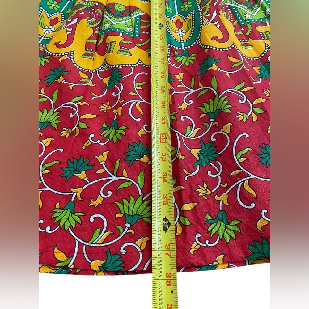 Source Unknown Vibrant Elephant Print A-Line Skirt - image 8